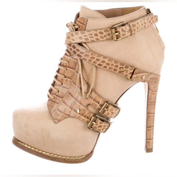 DIOR $1400 GUETRE STILETTO PLATFORM ANKLE BOOT NUDE US SZ 6 EU 36 - Picture 4 of 6